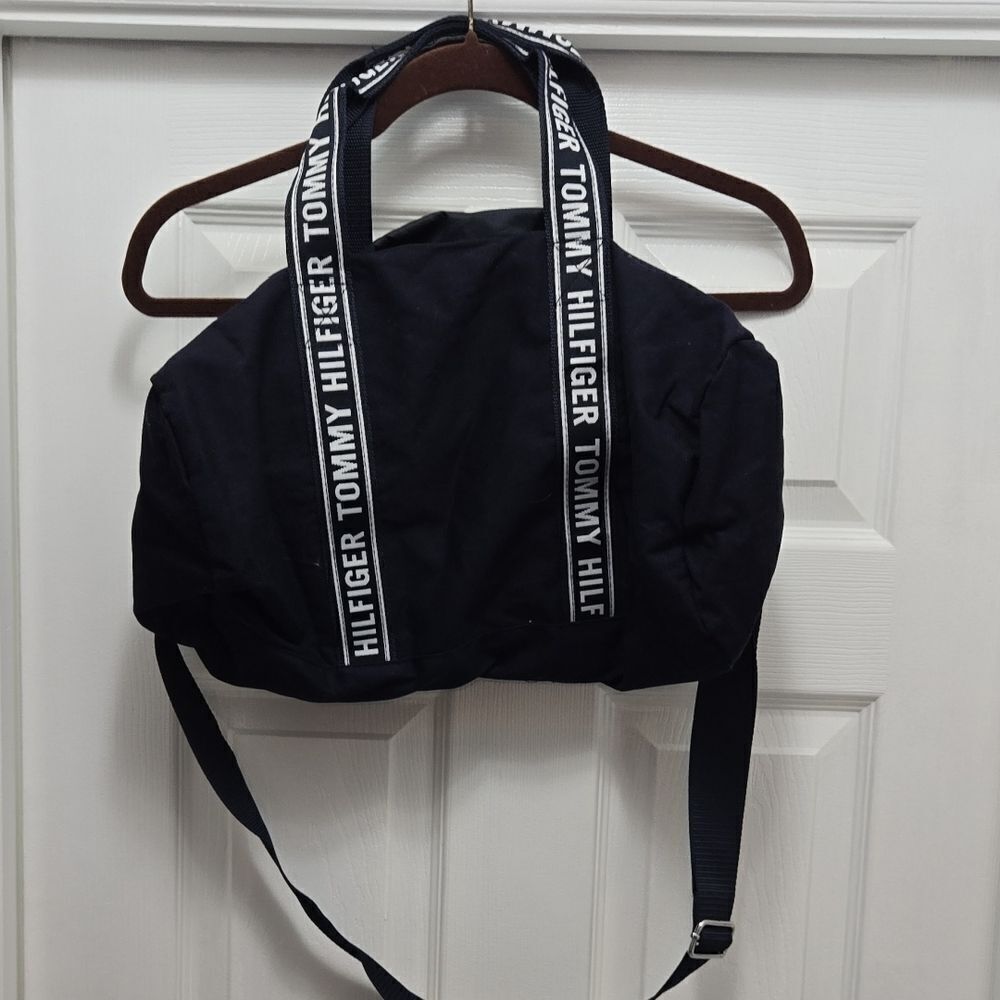 Tommy Hilfiger Navy Duffel Bag with Logo Straps